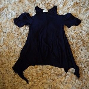 THREADS S navy cold shoulder high-low top